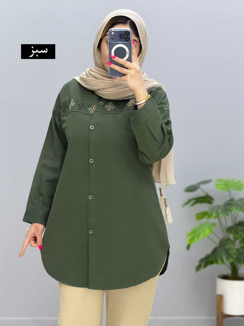 مانتو گلدوزی کتان پاکبانو کد 20091431 — تصویر ۷