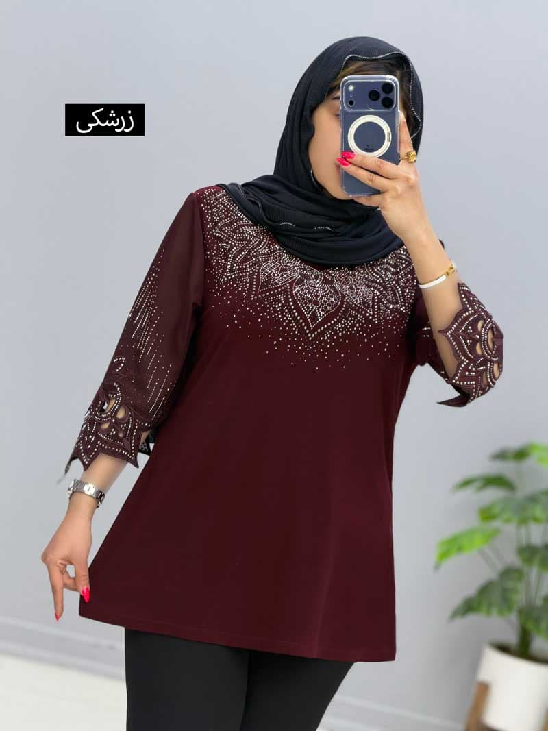 بلوز نگینی کرپ گلبانو کد205601 — تصویر ۲