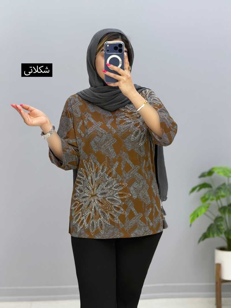 بلوز یقه گرد ژاکارد گلی کد207621