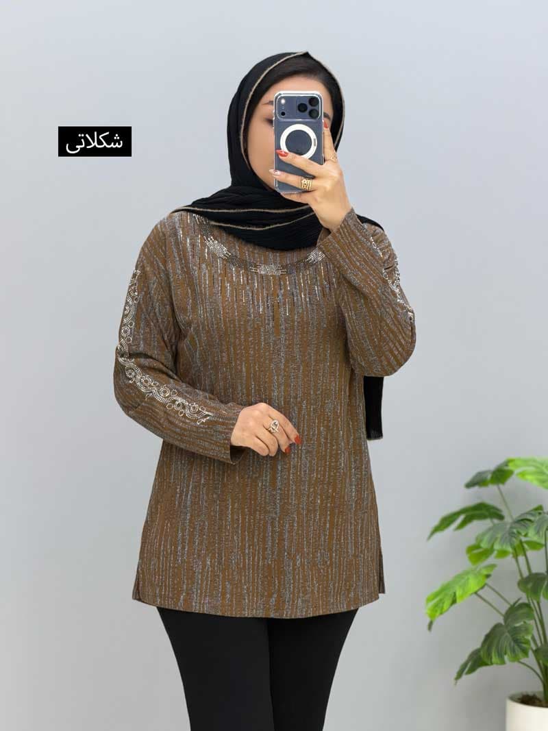 بلوز یقه گرد ژاکارد پوران کد207622 — تصویر ۷