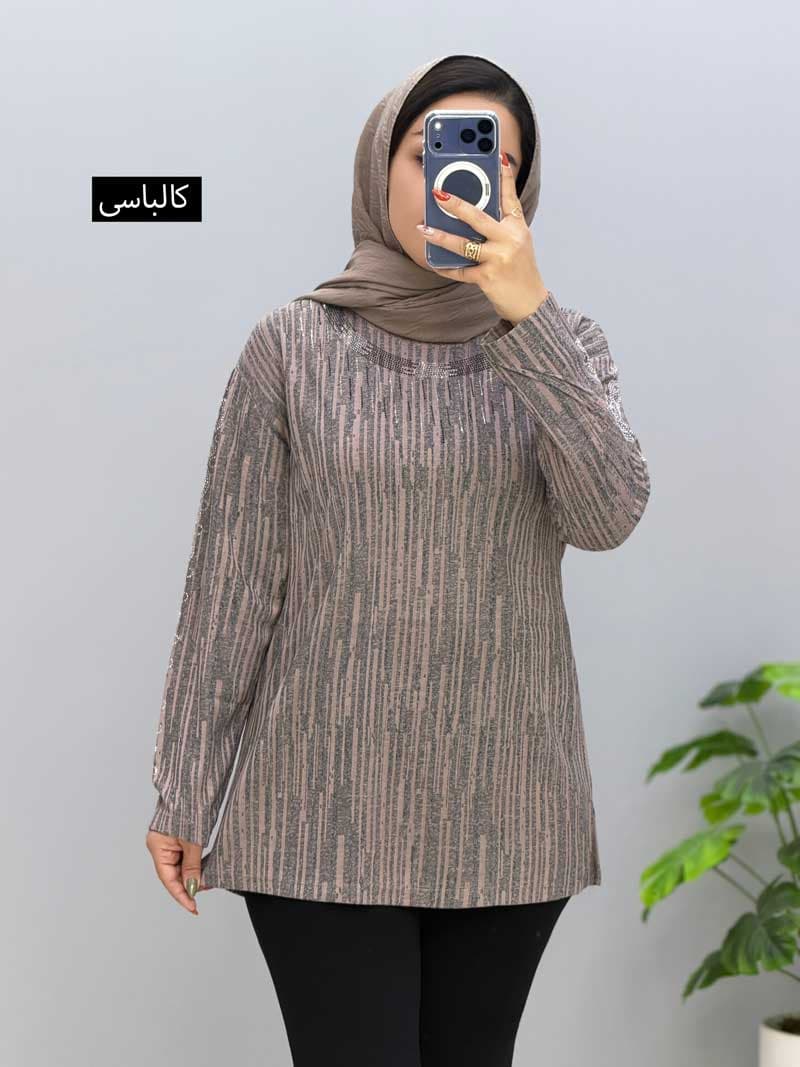 بلوز یقه گرد ژاکارد پوران کد207622 — تصویر ۴