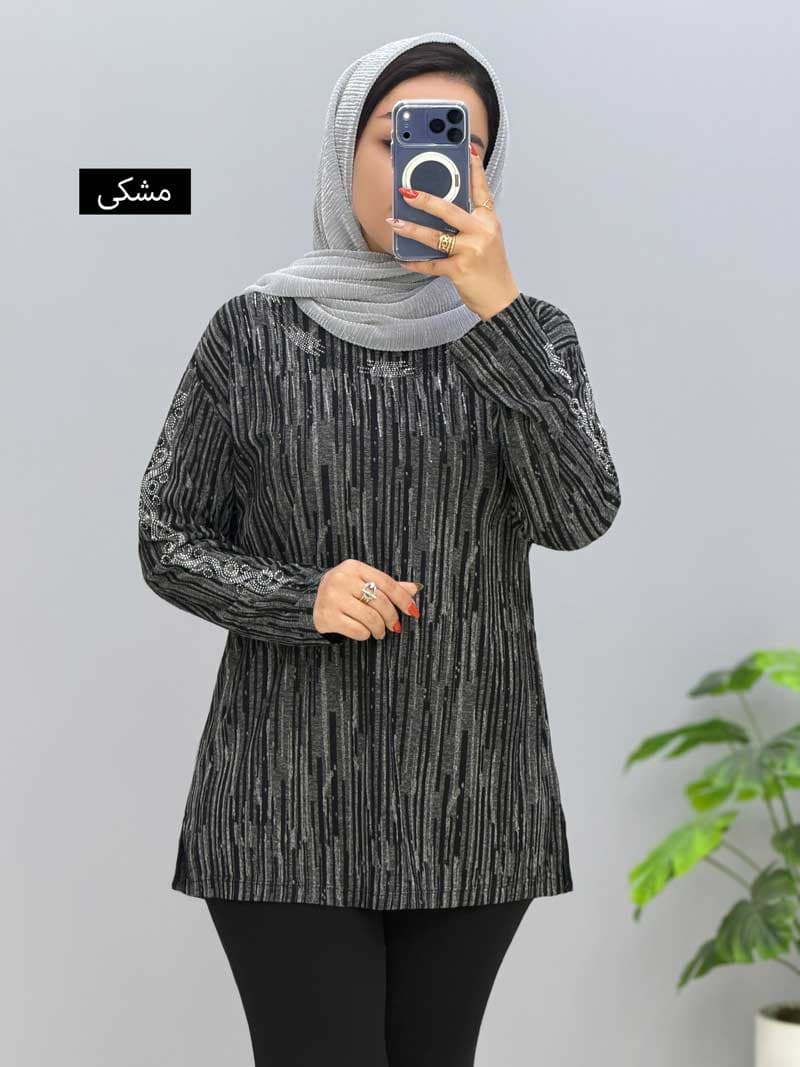 بلوز یقه گرد ژاکارد پوران کد207622