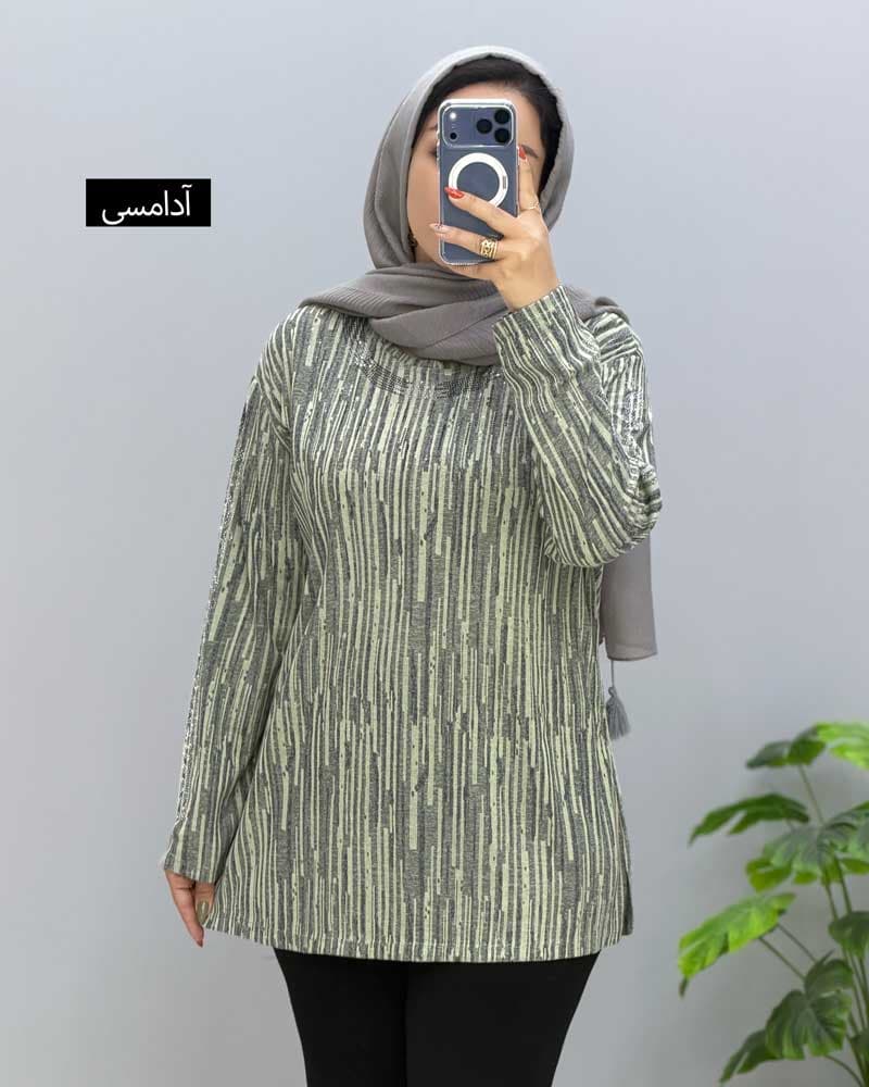 بلوز یقه گرد ژاکارد پوران کد207622 — تصویر ۳