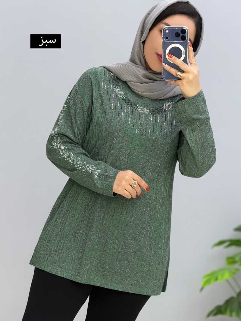 بلوز یقه گرد ژاکارد پوران کد207622 — تصویر ۲