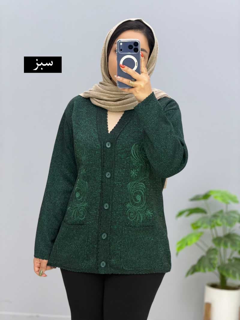ژاکت گلدوزی بافت آیلی کد201685