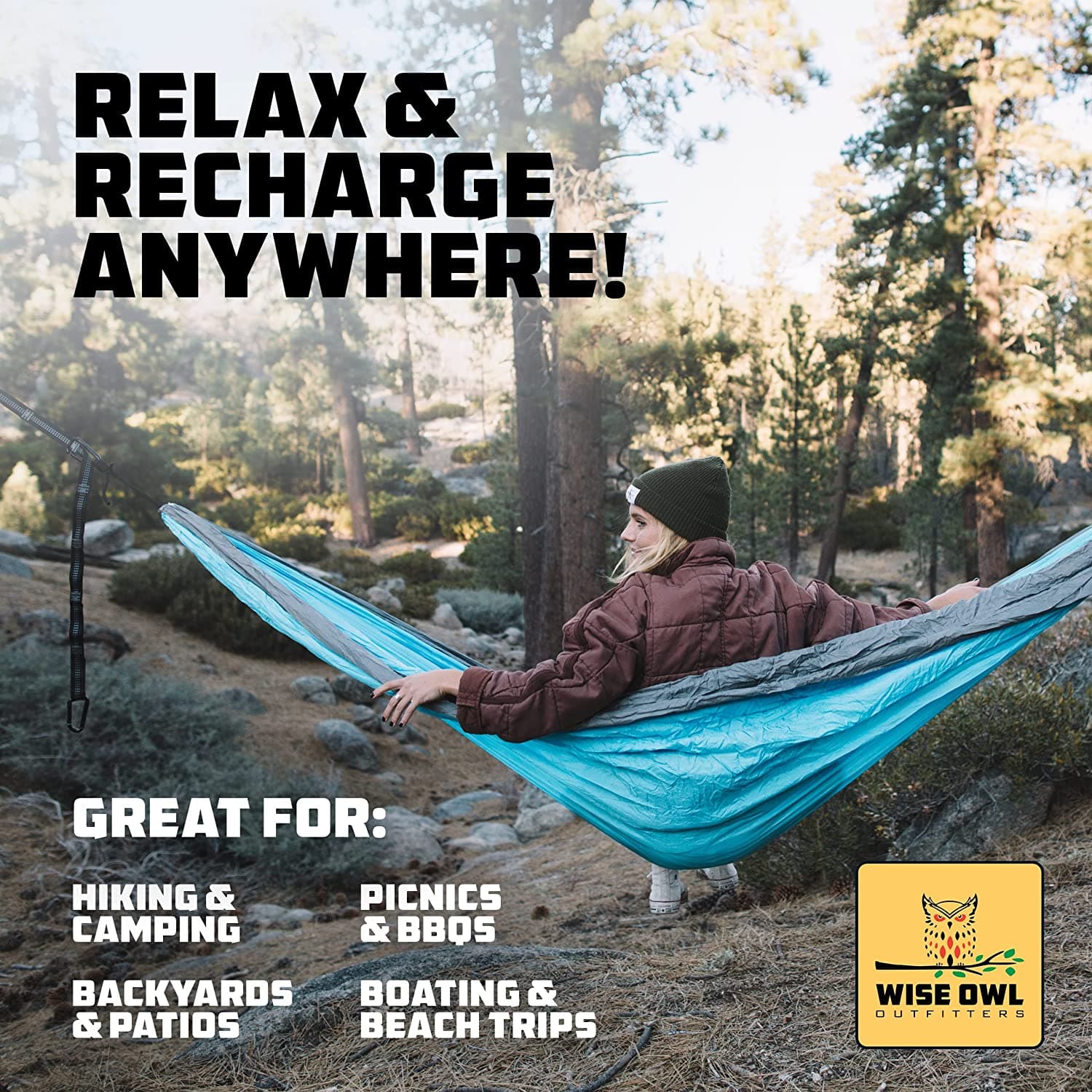 ننوی کمپینگ(تخت آویز) Wise Owl Outfitters Camping Hammock — تصویر ۶