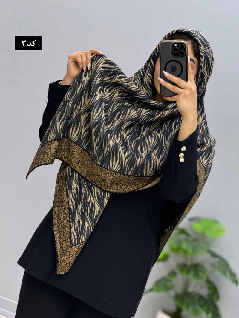 روسری قواره بزرگ نخی ژانیا کد207101 — تصویر ۳
