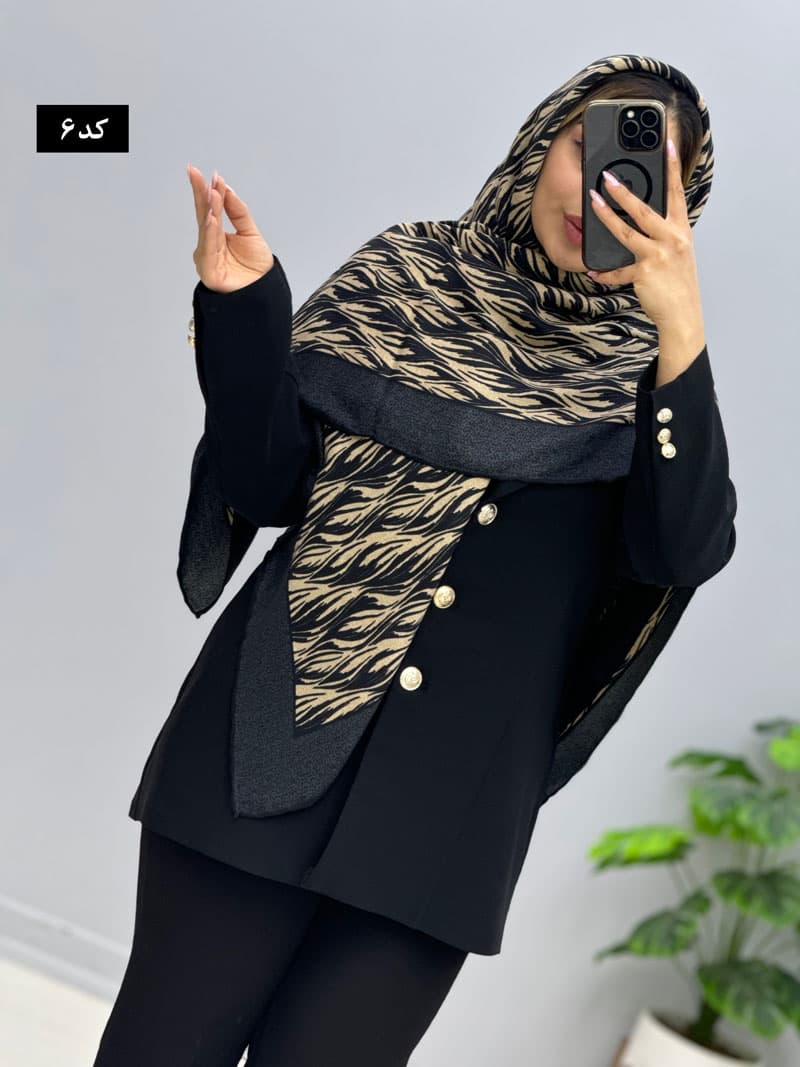 روسری قواره بزرگ نخی ژانیا کد207101 — تصویر ۶
