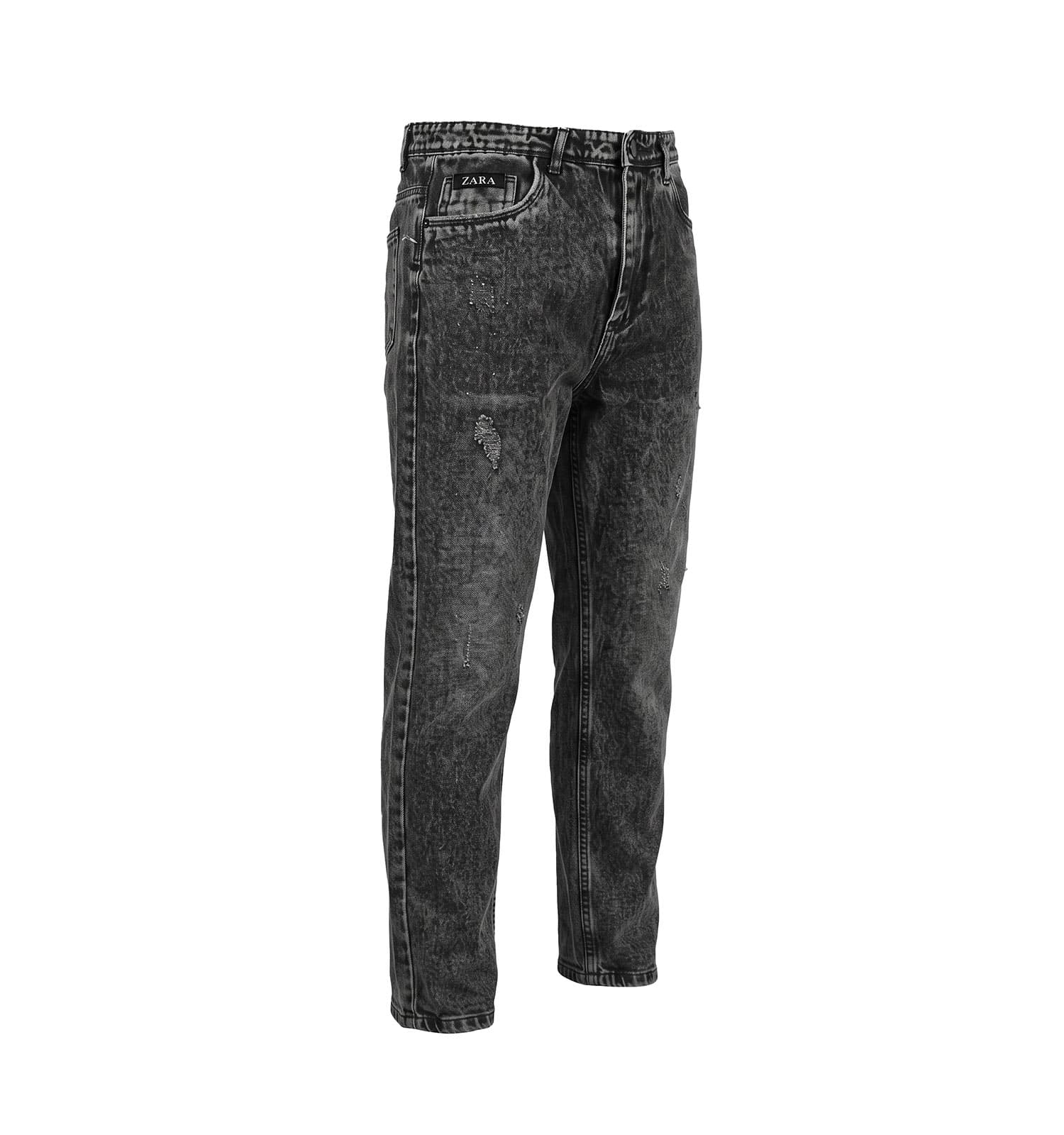 شلوار مردانه مام فیت ساده جین ذغالی Zara کد 47305 — تصویر ۵