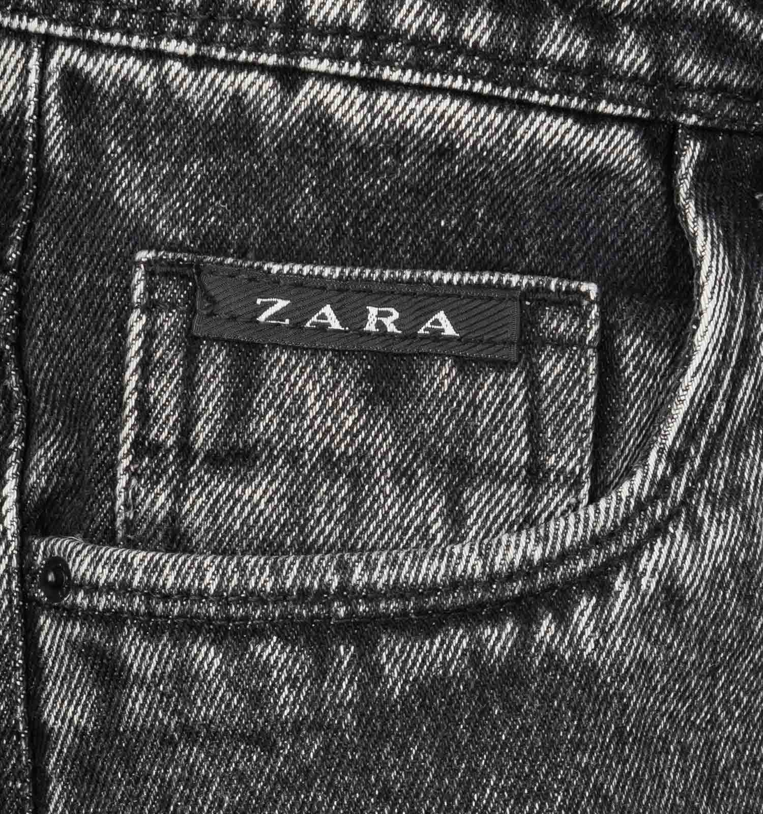 شلوار مردانه مام فیت ساده جین ذغالی Zara کد 47305 — تصویر ۶