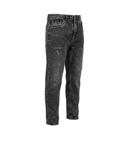 شلوار مردانه مام فیت ساده جین ذغالی Zara کد 47305