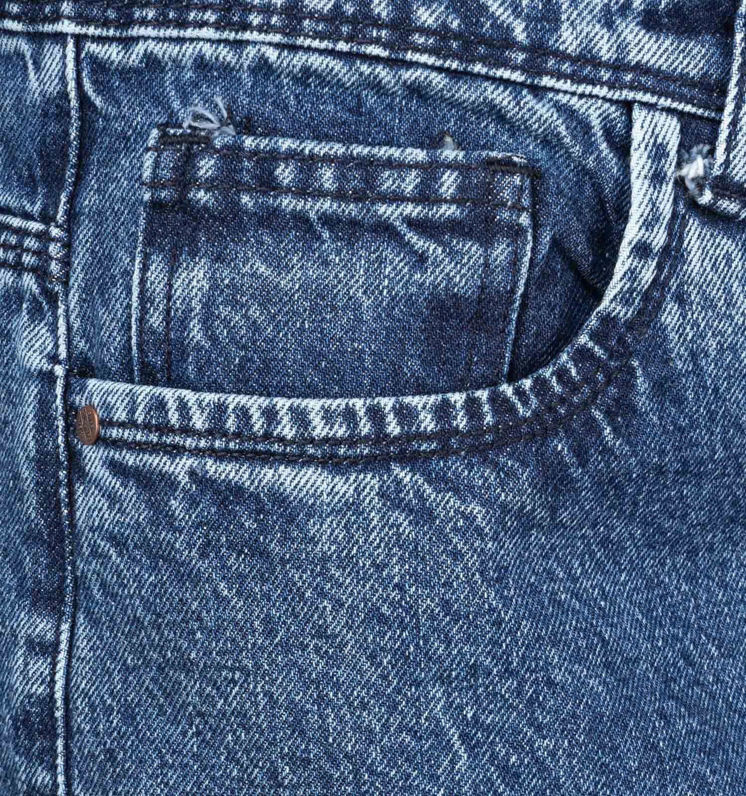 شلوار مردانه مام فیت ساده جین آبی Zara کد 47306 — تصویر ۶