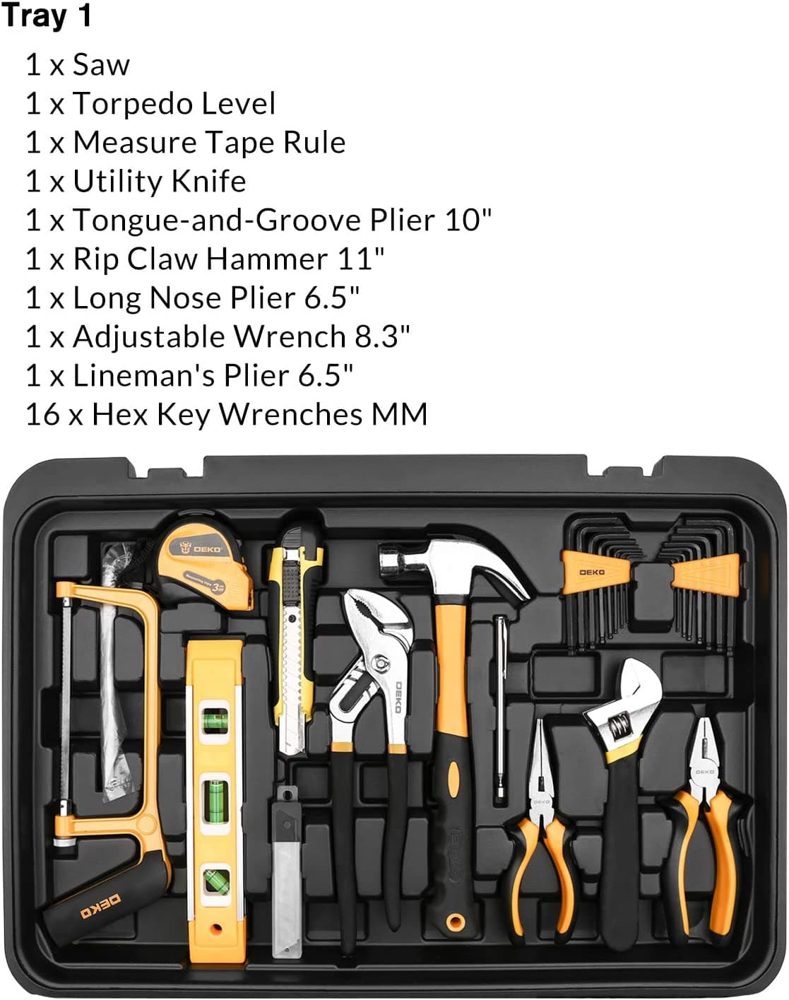 کیت ابزار دستی DEKOPRO 258 Piece Tool Kit with Rolling Tool Box — تصویر ۷