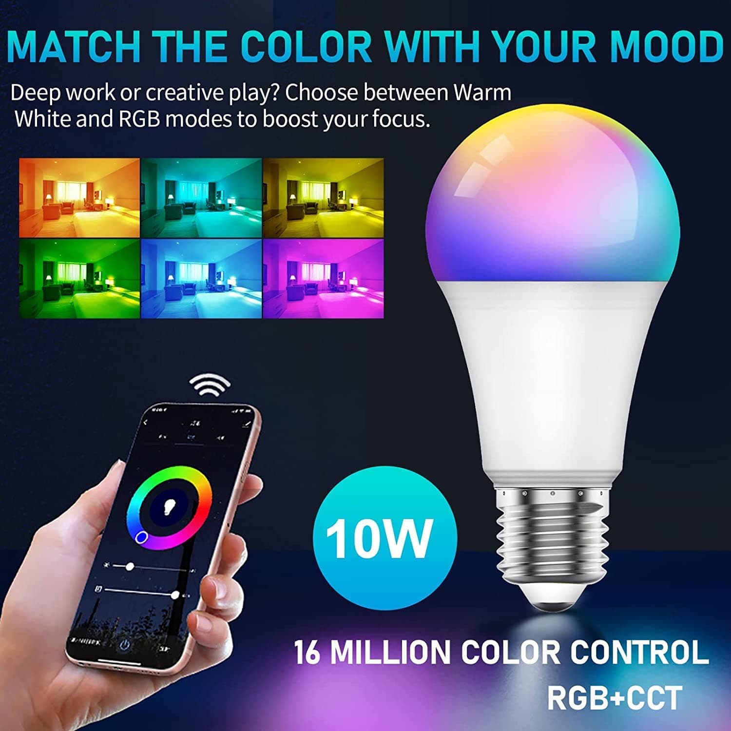 لامپ هوشمند نوربا قابلیت تنظیم رنگ و کنترل از راه دور SKY-TOUCH 2Pcs Smart Led Bulb E27 Remote Control — تصویر ۲