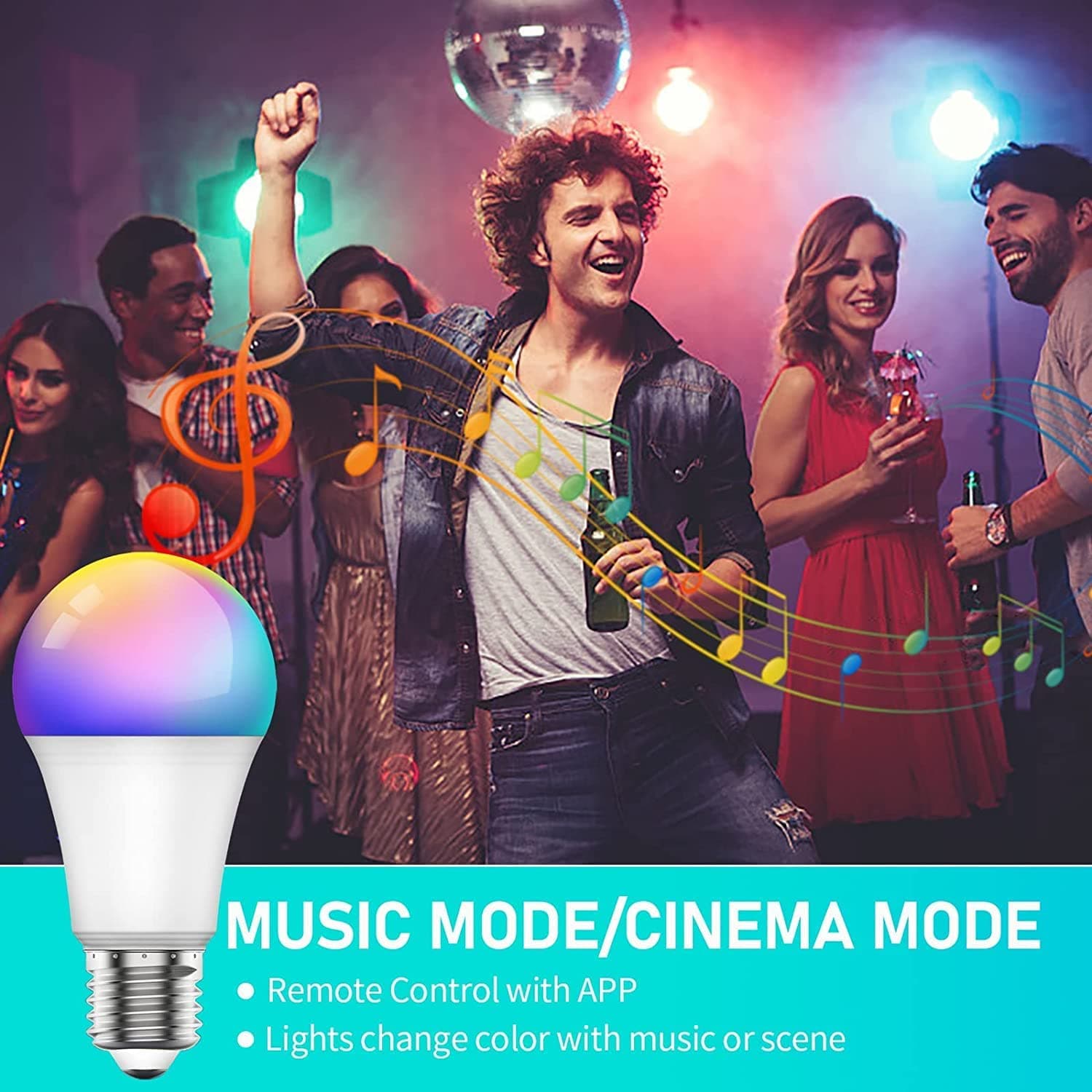 لامپ هوشمند نوربا قابلیت تنظیم رنگ و کنترل از راه دور SKY-TOUCH 2Pcs Smart Led Bulb E27 Remote Control — تصویر ۴
