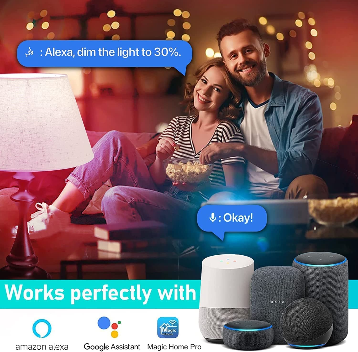 لامپ هوشمند نوربا قابلیت تنظیم رنگ و کنترل از راه دور SKY-TOUCH 2Pcs Smart Led Bulb E27 Remote Control — تصویر ۶