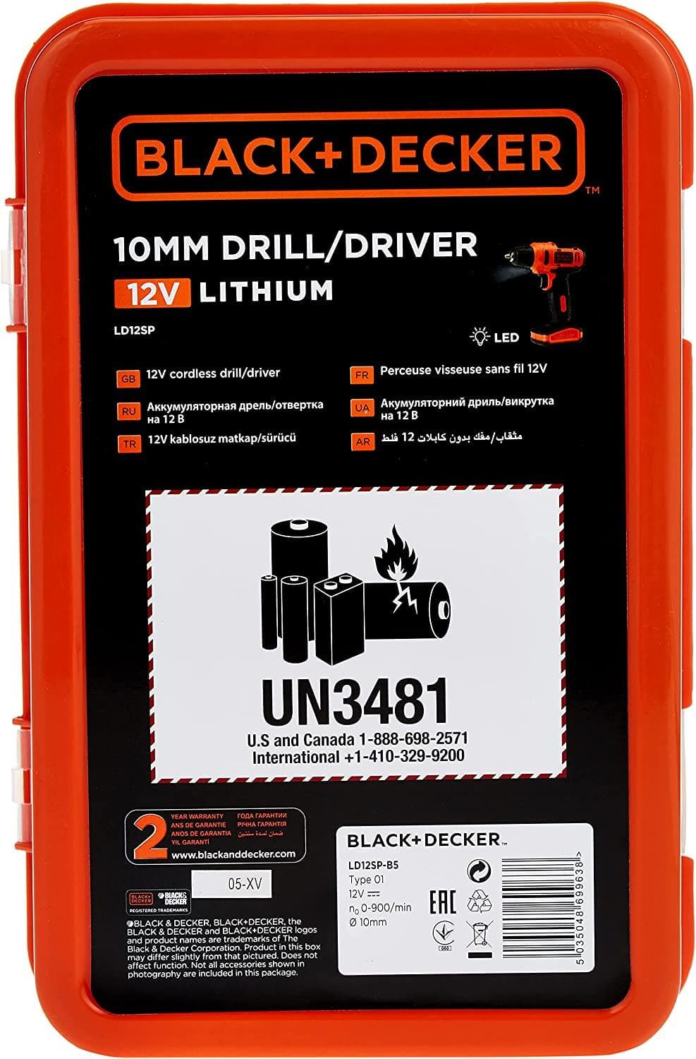 دریل و پیچ گوشتی شارژی بلک اند دکر مدل LD12SP-B5 , Black+Decker 12V 1.5Ah 900 RPM Cordless Drill Driver — تصویر ۸