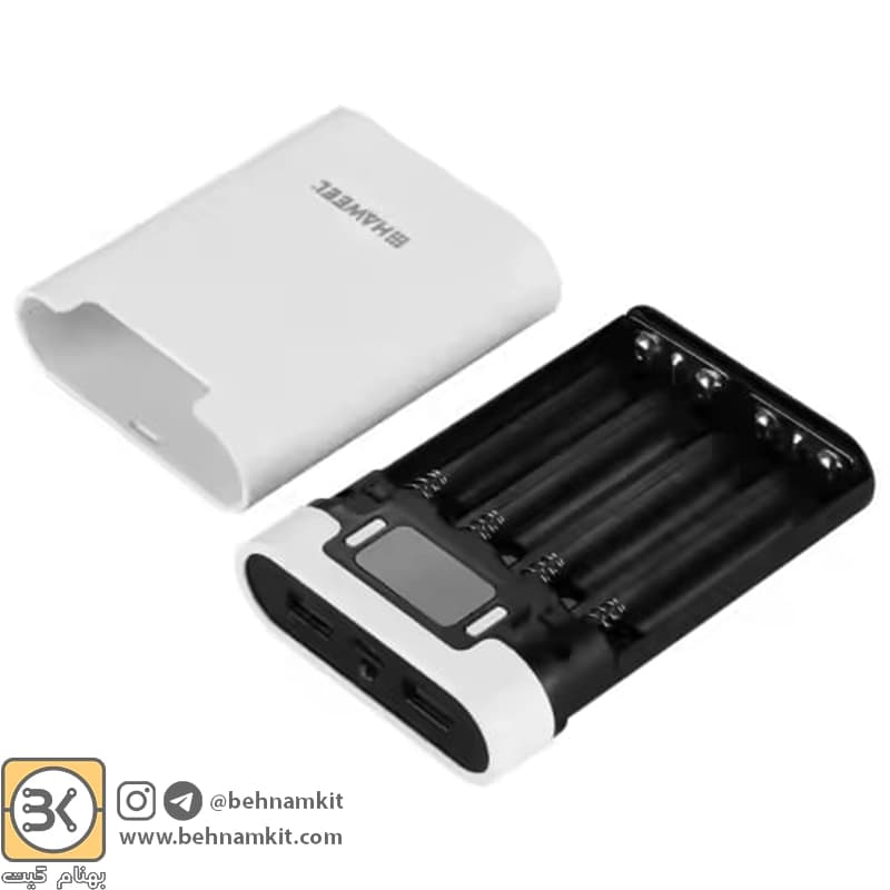 کیس پاوربانک با Type-C و 2 پورت USB برای 4 باتری