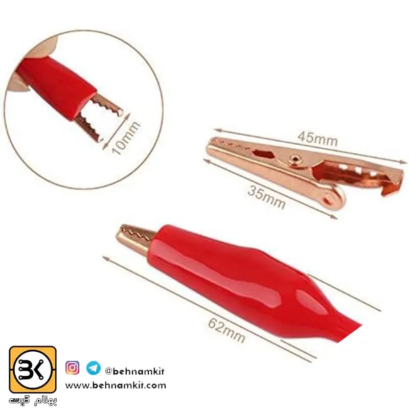 گیره سوسماری تکی بزرگ Crocodile clips — تصویر ۳