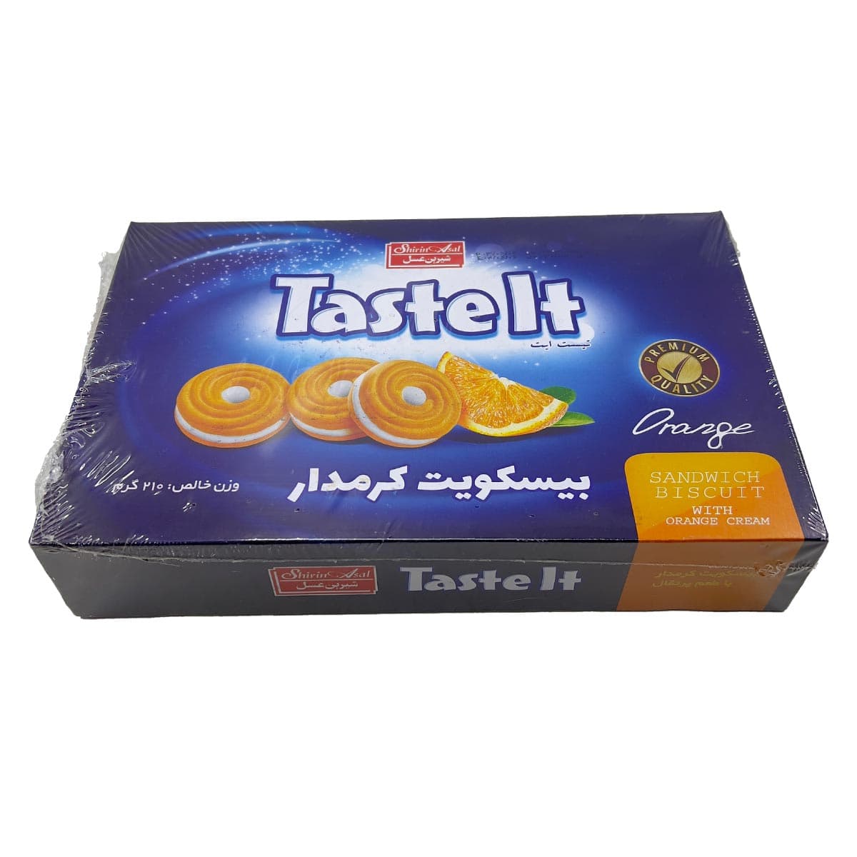 بیسکویت کرمدار با طعم پرتقال جعبه ای تیست ایت شیرین عسل 210 گرم