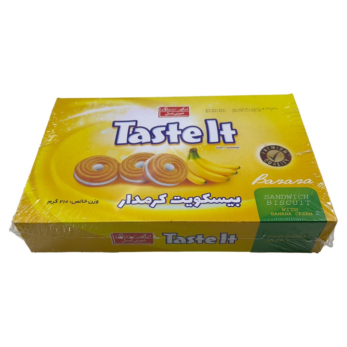 بیسکویت کرمدار با طعم موز جعبه ای تیست ایت شیرین عسل 210 گرم