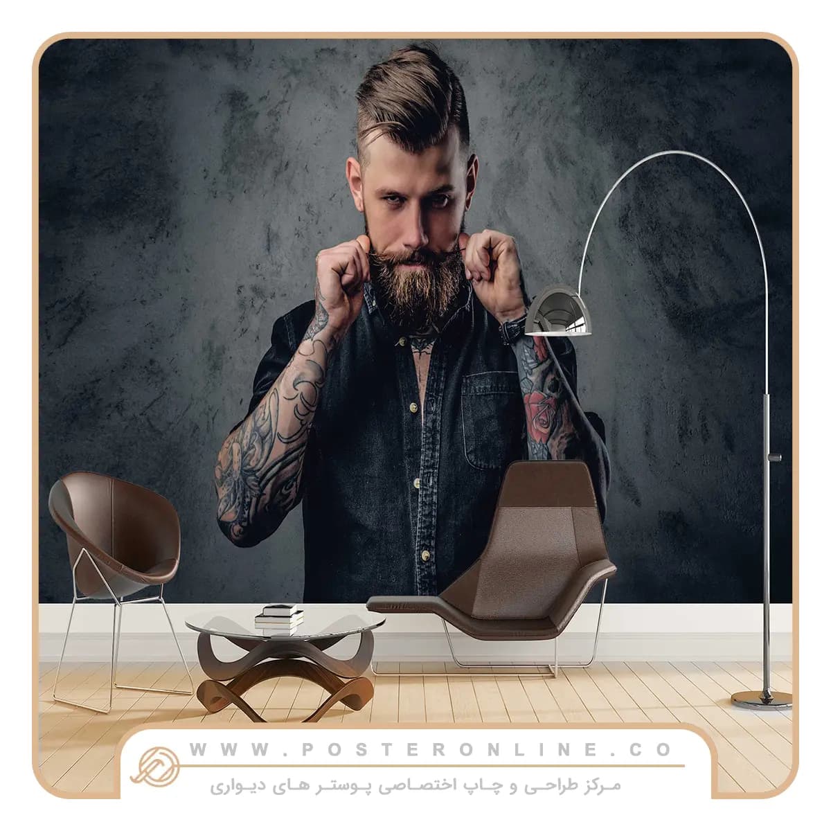 پوستر دیواری آرایشگاه مردانه طرح چهره mt-83304