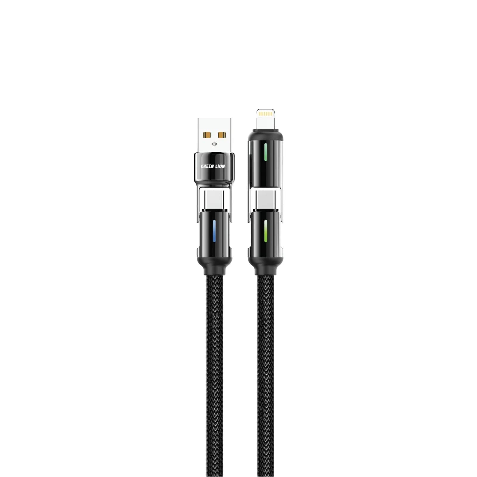کابل چهار کاره 60 وات گرین لاین مدل 4in1 LED با شارژ سریع و LED داخلی — تصویر ۲