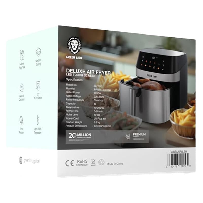 هواپز ۸ لیتری گرین لاین مدل G-FR52 | پخت سریع و سالم بدون روغن — تصویر ۲