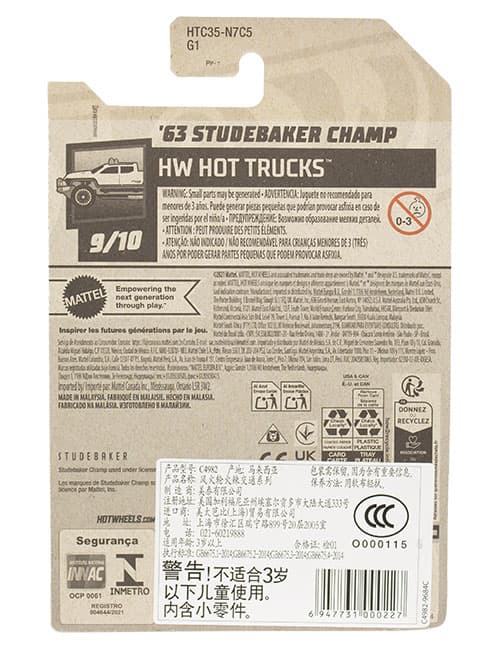 ماشین دکوری مدل 63 Studebaker Champ Red برند Hot Wheels — تصویر ۲