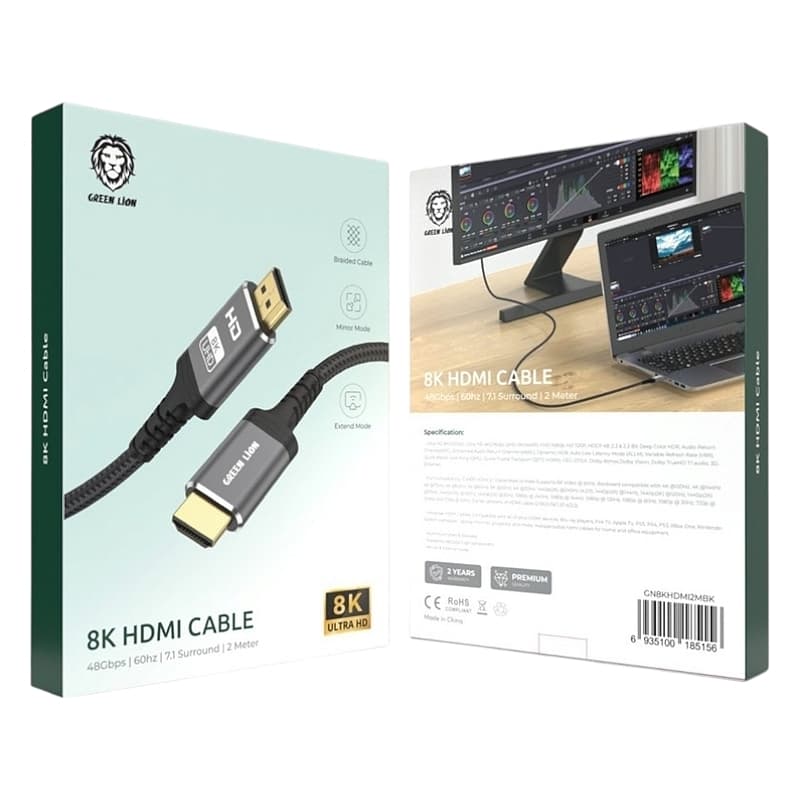 کابل HDMI گرین لاین 8K با استاندارد HDMI 2.1 | کیفیت تصویر و بازی روان
