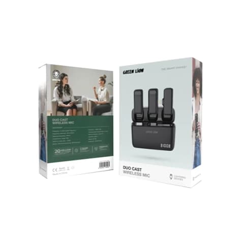 میکروفون بی‌سیم یقه‌ای گرین لاین مدل Duo Cast لایتنینگ | ضبط باکیفیت و بدون نویز