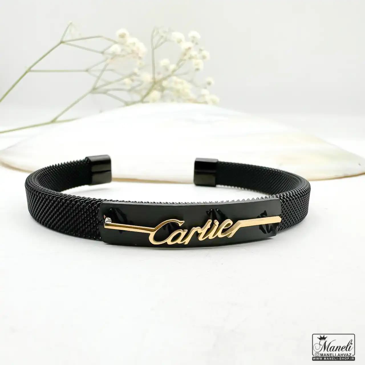 دستبند النگویی حصیری مردانه با پلاک cartier | استیل | رنگ ثابت 14030615 — تصویر ۲