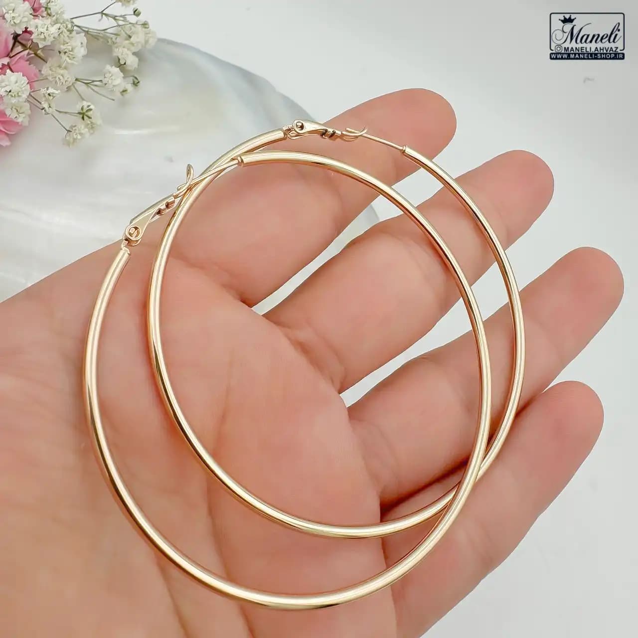 گوشواره حلقه ای بزرگ ژوپینگ | ضدحساسیت | رنگ ثابت 140305110 — تصویر ۲
