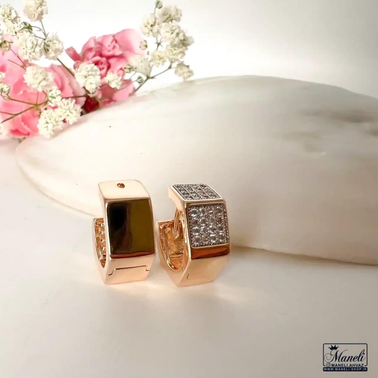 گوشواره حلقه ای ژوپینگ | نگین اتمی | ضدحساسیت 14030598 — تصویر ۲