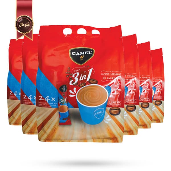 6 بسته کافی میکس سه‌ در‌ یک کمل Camel Original 3 in 1 Coffee Mix پک 24 ساشه ای (اورجینال)