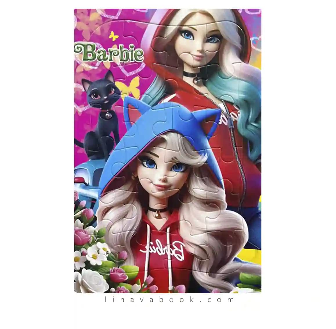 پازل باربی – 24 تکه | Barbie با دو استایل و گربه سیاه