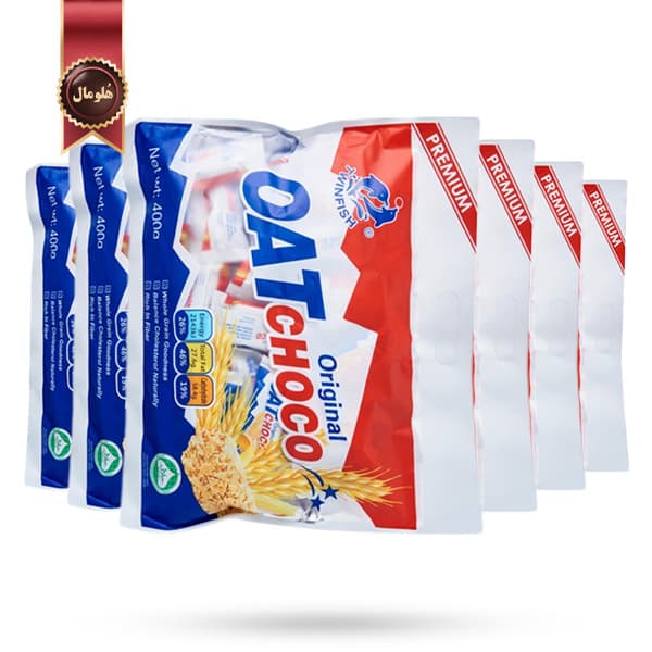 6 بسته شکلات غلات اوت چوکو Oat choco مدل Twinfish وزن 400 گرمی (اورجینال)