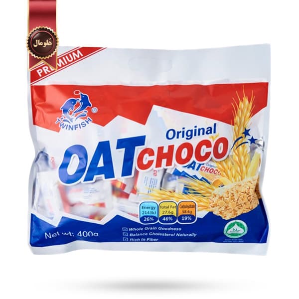 شکلات غلات اوت چوکو Oat choco مدل Twinfish وزن 400 گرمی (اورجینال)