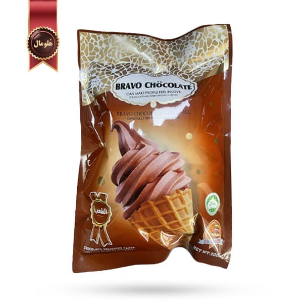 بیسکوییت قیفی براوو چاکلت BRAVO CHOCOLATE مدل شکلاتی Chocolate وزن 300 گرم (اورجینال)