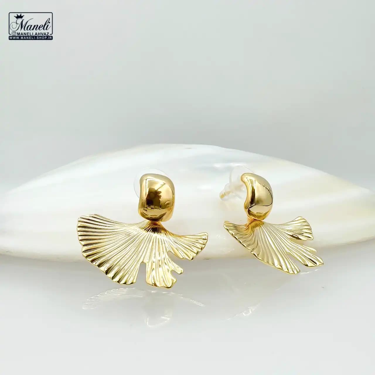 گوشواره طرح صدف طلایی و نقره ای | استیل | رنگ ثابت 14030572 — تصویر ۸