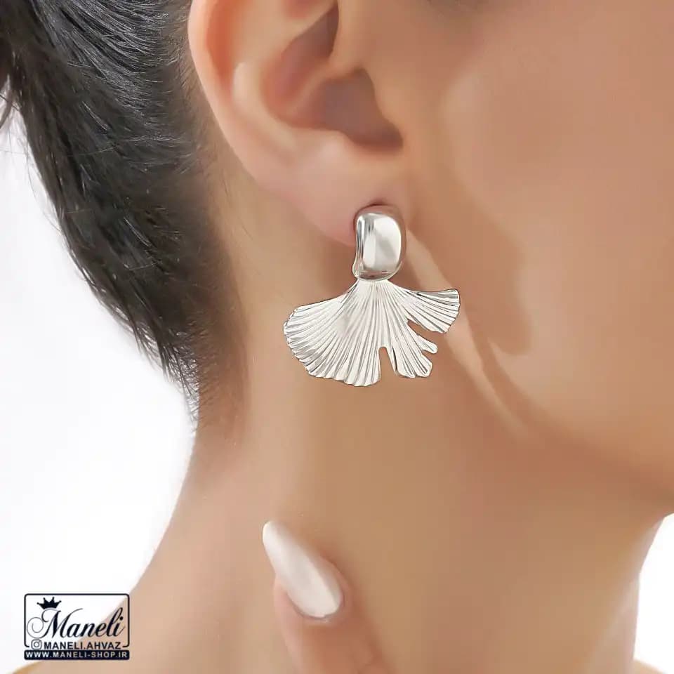گوشواره طرح صدف طلایی و نقره ای | استیل | رنگ ثابت 14030572 — تصویر ۴