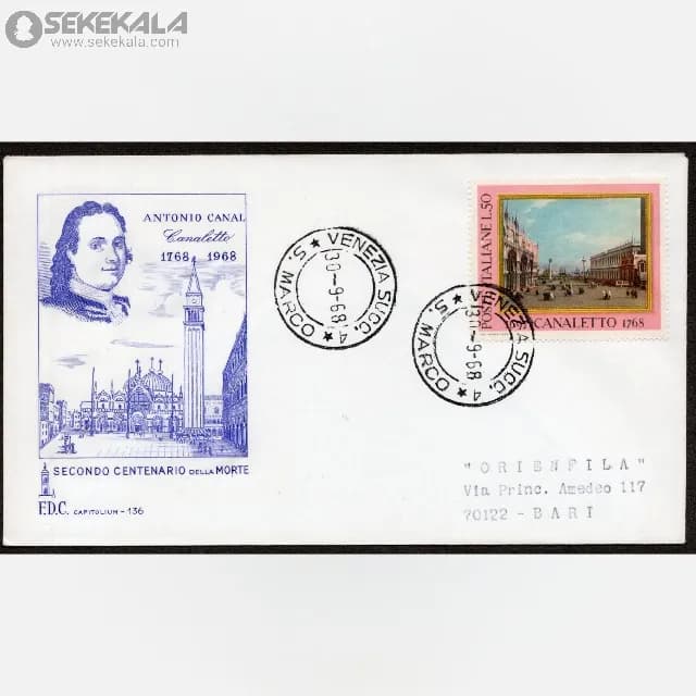 پاکت پستی مهر روز ایتالیا 1968