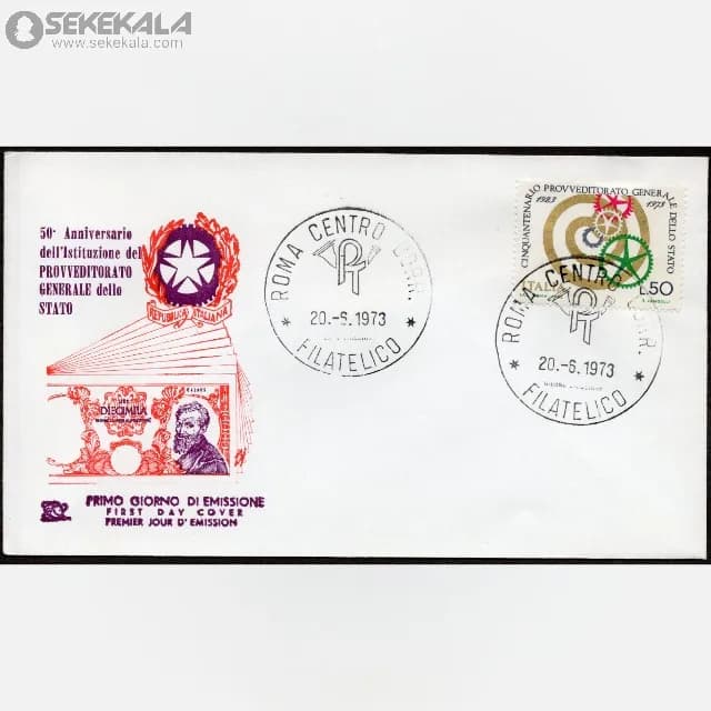 پاکت پستی مهر روز ایتالیا 1973