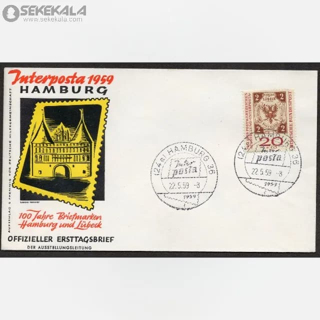 پاکت پستی مهر روز هامبورگ آلمان 1959