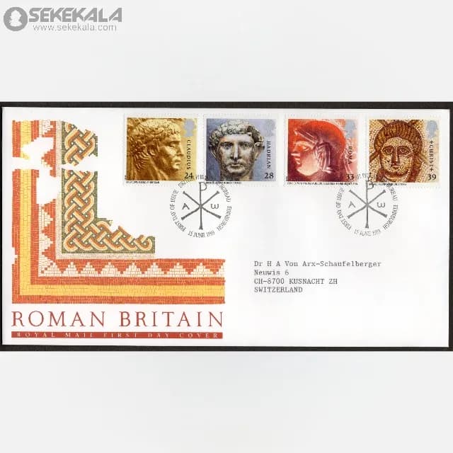 پاکت پستی مهر روز یادبودی بریتانیای رومی بریتانیا 1993 (Royal Mail)