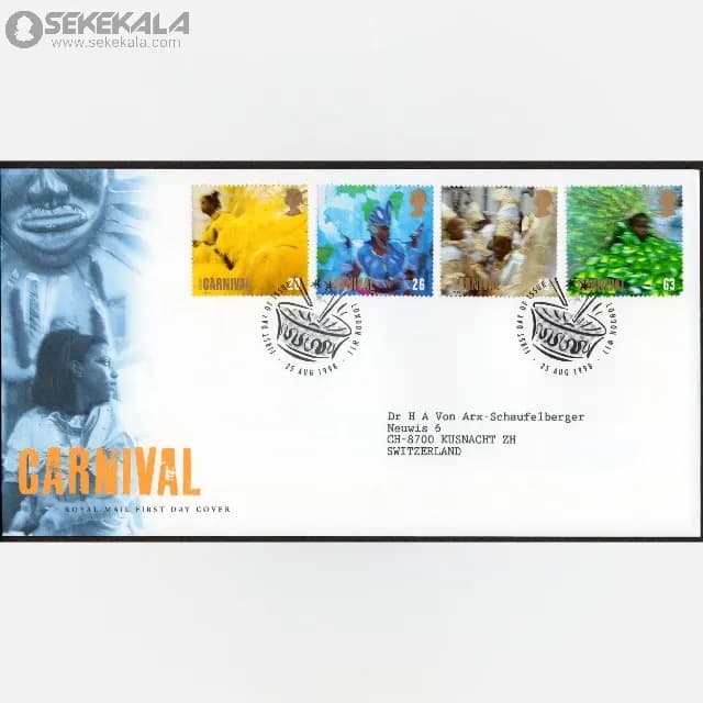 پاکت پستی مهر روز یادبودی جشن کارناوال بریتانیا 1998 (Royal Mail)