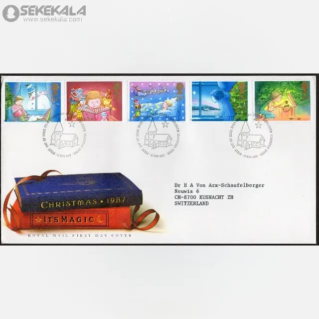 پاکت پستی مهر روز یادبودی کریسمس جادویی بریتانیا 1987 (Royal Mail)