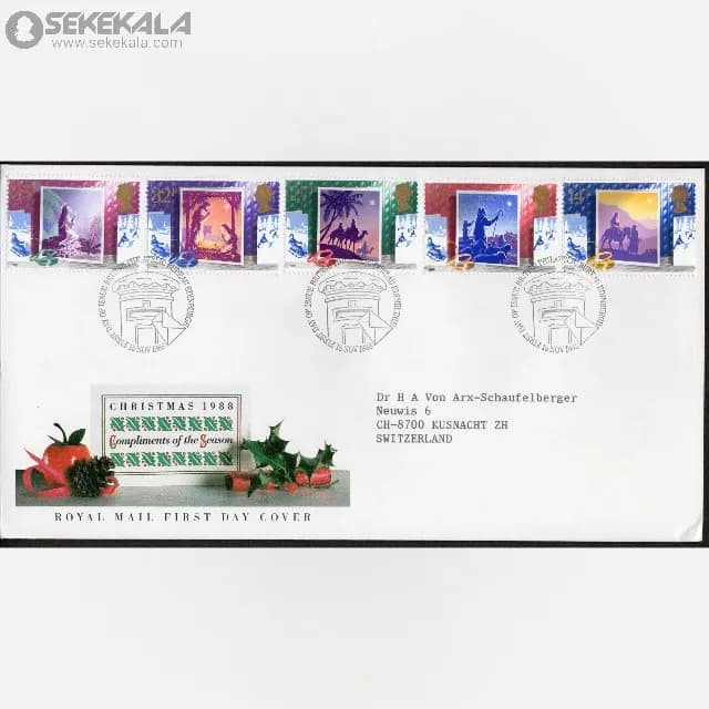 پاکت پستی مهر روز یادبودی کریسمس بریتانیا 1988 (Royal Mail)