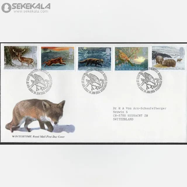 پاکت پستی مهر روز یادبودی زمستان بریتانیا 1992 (Royal Mail)