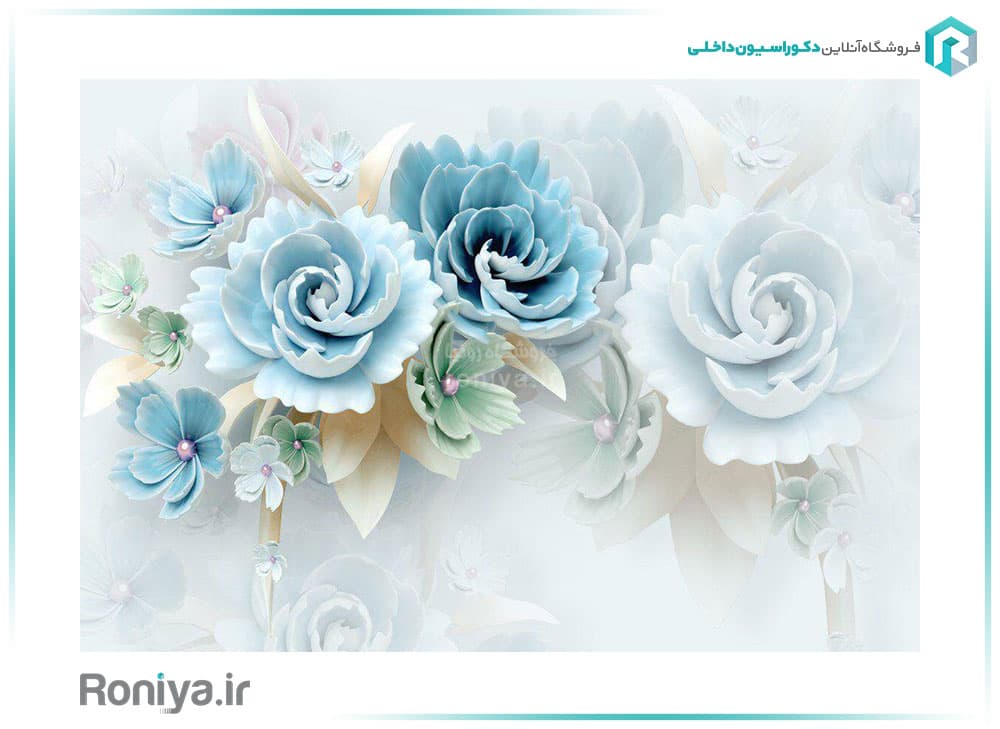 پوستر دیواری سه بعدی میخک آبی کد 3DF-155